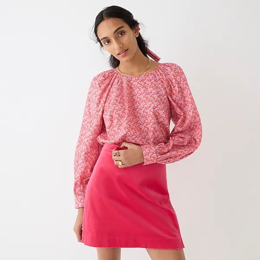 J CREW PUFF SLEEVE BLOUSE IN LIBERTY TOUTOUAYETTE FABRIC FLORAL NWT SZ MED